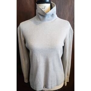 Vintage 90s Lands End Turtleneck Womens Small Heather Gray USA Minimalist Mom